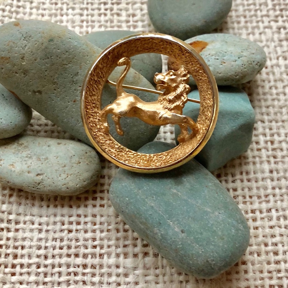Vintage Crown Trifari Leo Zodiac Brooch